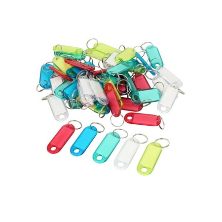 Key Identification Tags - Metal Split Ring Colorful Plastic Key ID Tag Name Label Keyring 50 Pcs