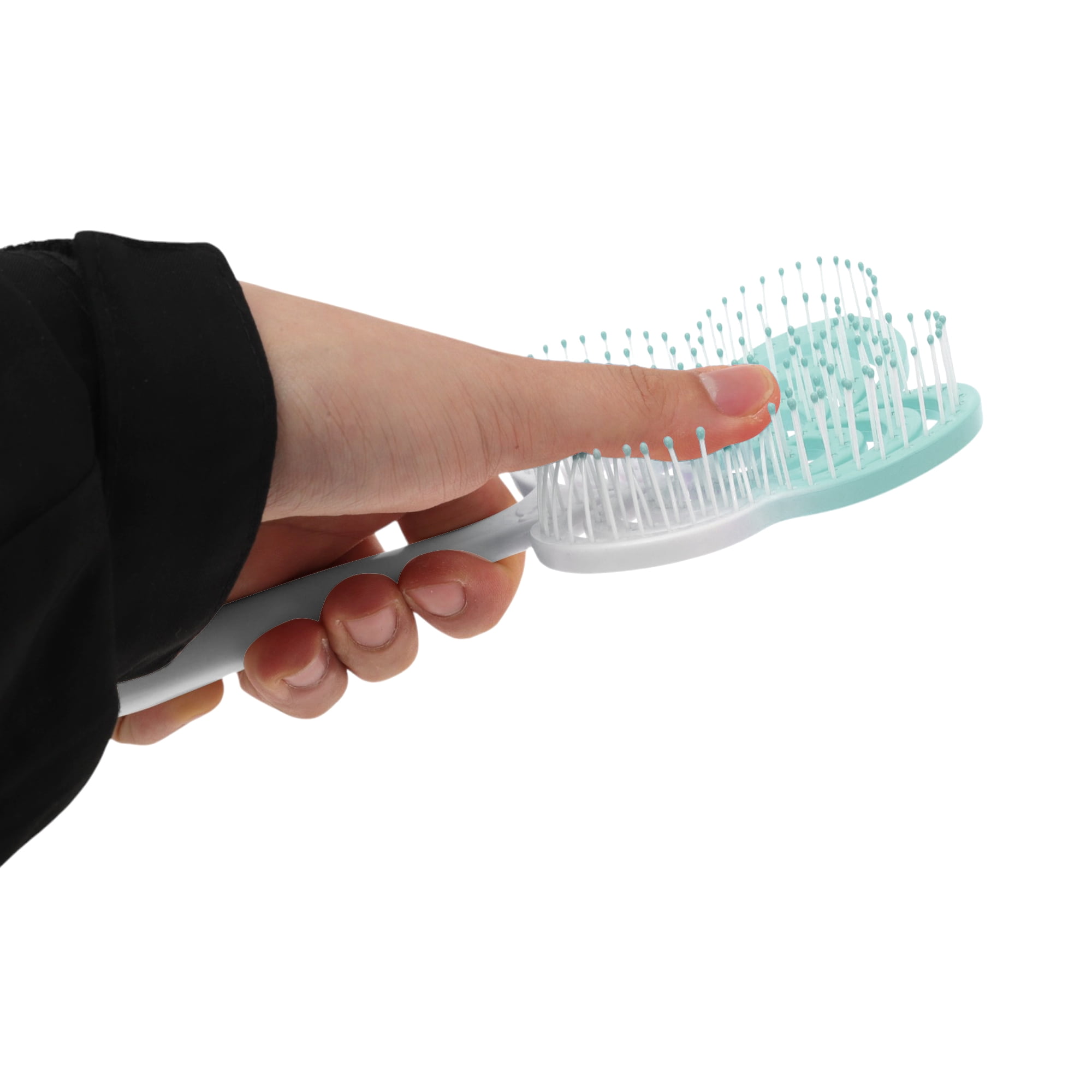 Unique Bargains 1 Pc Gradual Four-leaf Clovers Hollow Comb Hair Brush Green