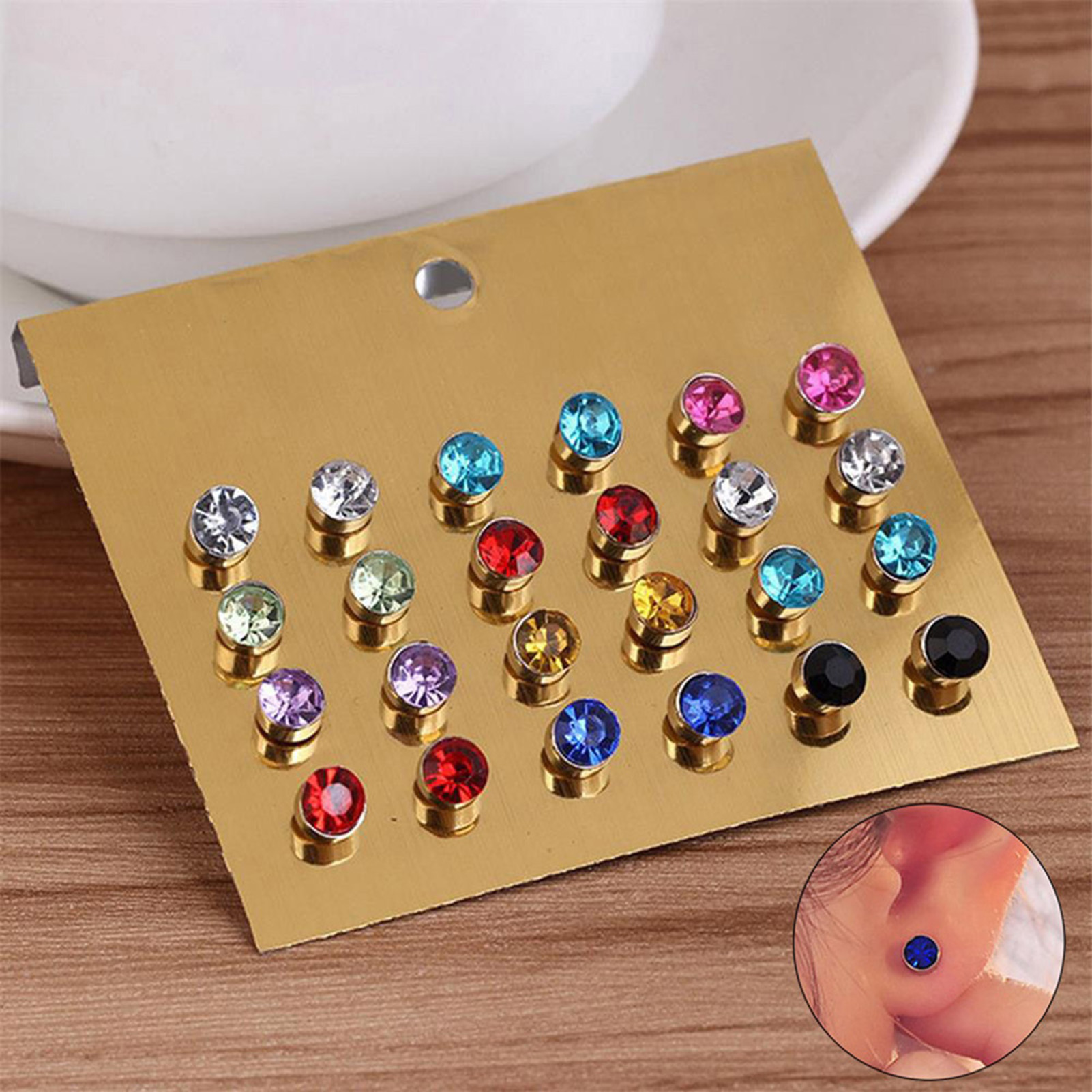 Naierhg 12Pcs/Set Earrings Nickel-free with Rhinestone Alloy Women Earring Jewelry for Birthday - image 3 of 7