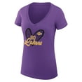 thumbnail image 2 of Women's G-III 4Her by Carl Banks  Purple Los Angeles Lakers Super-Slim Fit Lightweight Leopard Heart V-Neck T-Shirt, 2 of 3