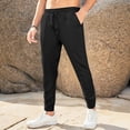 thumbnail image 2 of UVEASISHA Sweatpants for Men Elastic Waist Drawstring Twill Jogger Pants Active Casual Running Athletic Trousers Solid Tapered Pants with Pockets Black S, 2 of 7