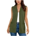 thumbnail image 2 of Womens Undershirt Women's Sleeveless Cardigan Open Front Loungewear Casual Soft Cozy Business Coat Vests with Pockets Green XL, 2 of 6