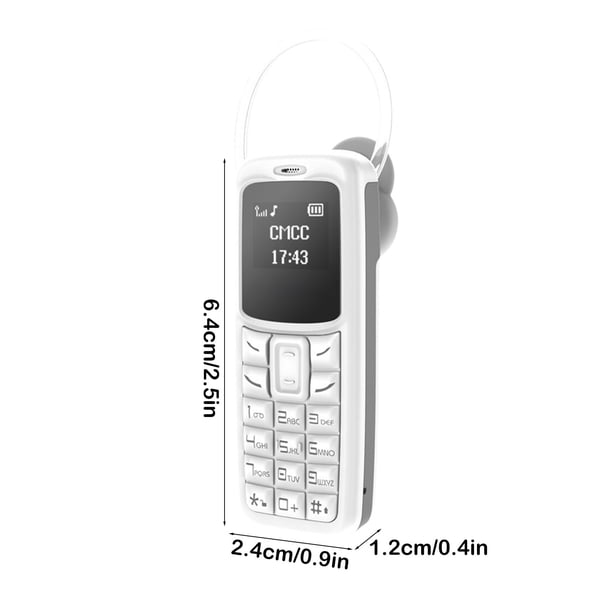 Herunwer Straight Mini Cell Phone with Ear Hook Headset, Supporting Multi-Language