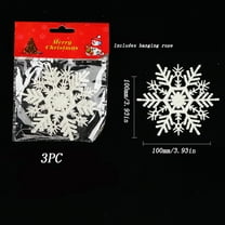 EWASWON 3 Pack White Snowflake Ornaments, PVC Christmas Decor, 4.72 Inch Hanging Ornaments for Xmas Tree Holiday Decoration