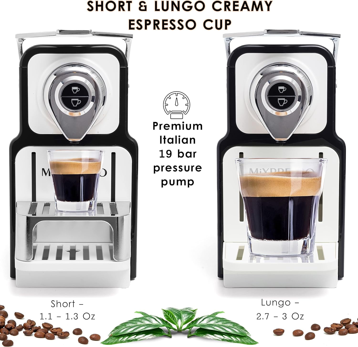 Mixpresso Máquina de café expreso para cápsulas compatibles con Nespresso,  cafetera de una sola porción programable para cápsulas de espresso, bomba