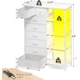 thumbnail image 2 of CHENZM 54" H Dresser for Bedroom with LED Lights & Power Outlets Dresser with 8 Drawers Fabric Dressers & Chests of Drawers, Shelves for Bedroom, Sturdy Metal Frame, Acrylic Plates (White), 2 of 10