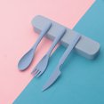 thumbnail image 1 of Nvzi 2Sets Wheat Straw Spoon Knife Fork Tableware Set, Unbreakable Reusable Cutlery Utensils with Storage Case for Travel Picnic Camping or Daily Use (Blue), 1 of 5