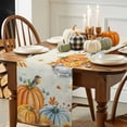 thumbnail image 4 of Fall Table Runner Thanksgiving Orange Plaid Pumpkin Table Runners Bird Sunflower Maple Leaf Cotton Linen Dresser Scarf Kitchen Dining Table Decor for Fall Holiday Party Decor 13x72 Inch, 4 of 9