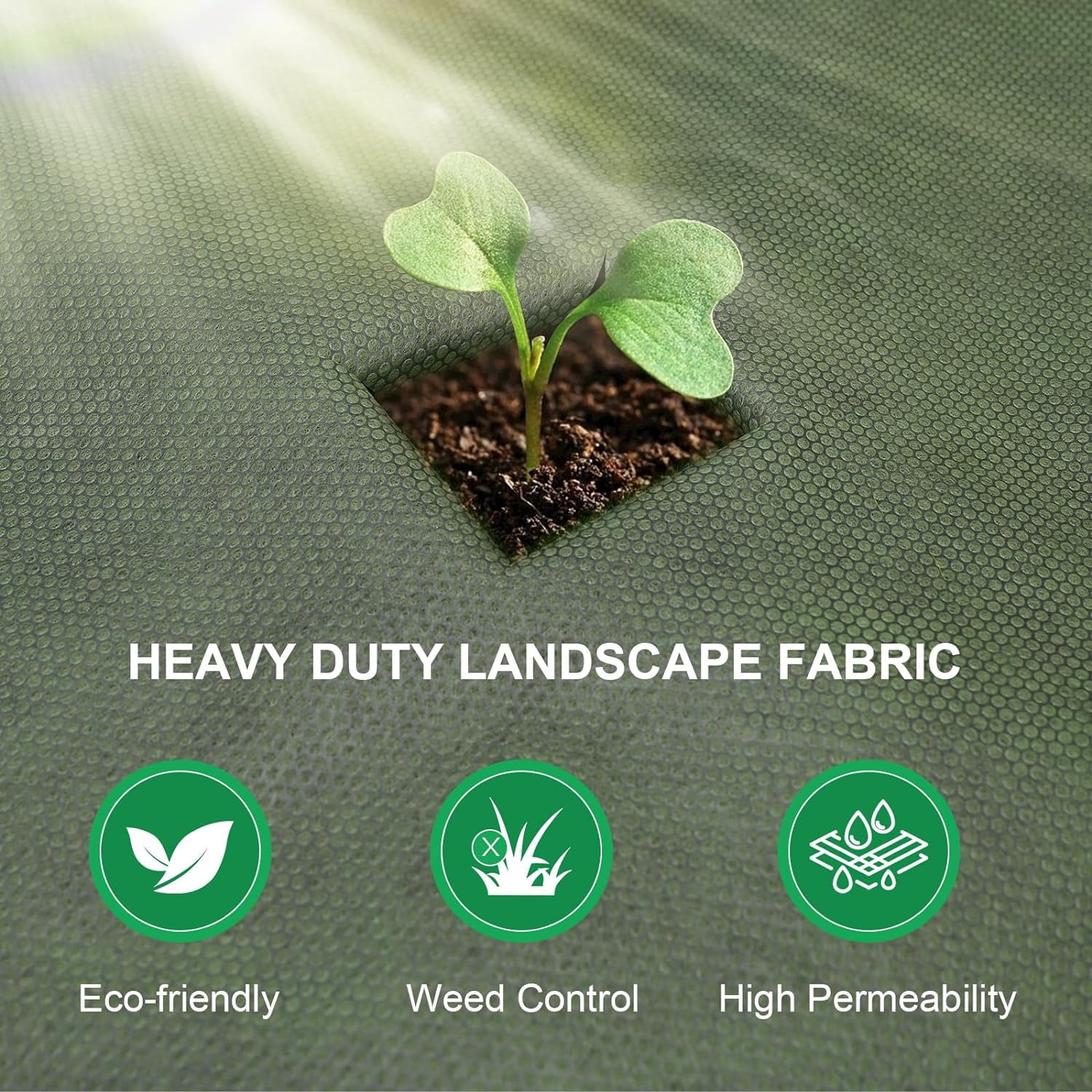 ENONGARDEN 3x100ft Non-Woven Weed Barrier Landscape Fabric, 5.8oz Heavy-Duty Garden Ground Cover Weed Control Mat, Weed Blocker Mats Easy Setup for Yard, Garden Bed, Orchard, Farm,Driveway