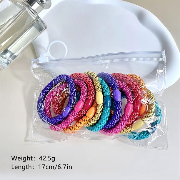 Coleteros para el pelo - Pack de 8 gomas elásticas de colores, ideales para cabello grueso, liso y rizado, para trenzas.