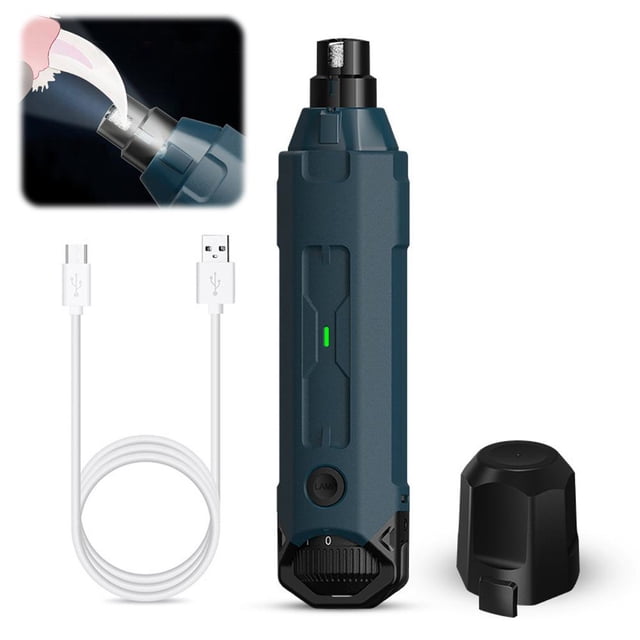 SGACAI Amoladora de uñas para perros con 2 luces LED, cortadora de uñas eléctrica recargable para mascotas, cortaúñas para perros, lima cortadora de uñas súper silenciosa y potente de 6 velocidades