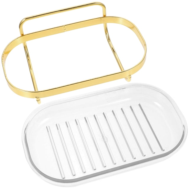 BRIGHTFUFU Soporte De Jabón De Pared Con Drenaje Para Ducha Color Dorado Material Acrílico Y Hierro
