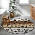 thumbnail image 3 of Round Rugs 4Ft, Cute Dog Claws Round Area Rug Washable Indoor Throw Carpet, Farmhouse Brown Grey Wooden Puppy Pawprints Soft Non Slip Circle Rug for Kitchen Nursery Room Home Decor Aesthetic, 3 of 8