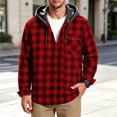 thumbnail image 2 of Men's Plaid Shirt with Chest Pocket,Button Long Sleeve Hooded Pullover Top with Drawstring,Trendy Casual Outfits, 2 of 7