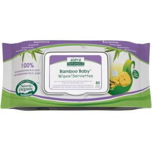 Aleva Naturals Bamboo Baby Wipes, 80 Count - 80 Count - Natural Bamboo Wipes - Biodegradable in 21 days - Eco Friendly - For Sensitive