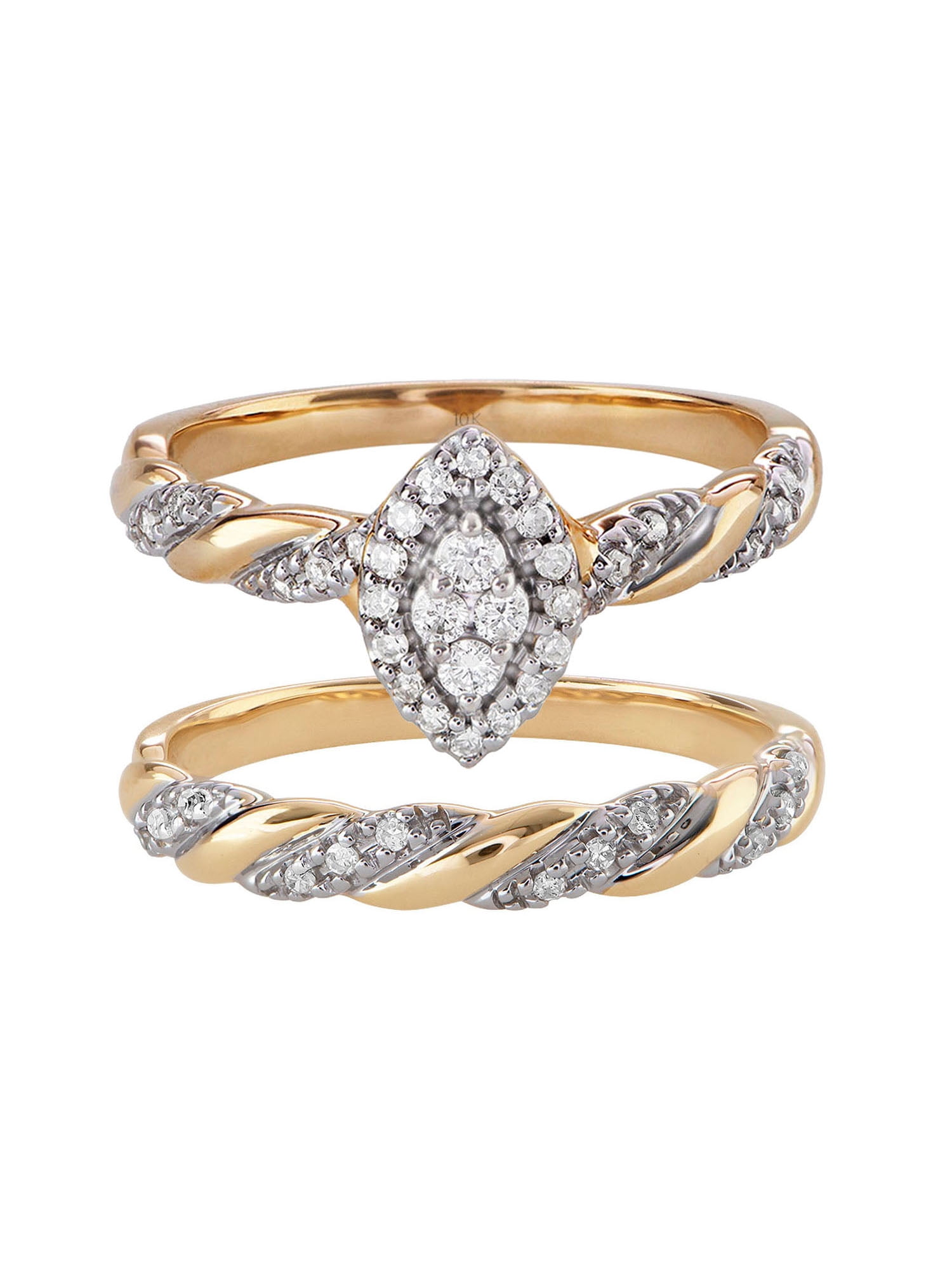 Keepsake 1/4ctw Diamond 10kt Yellow Gold Halo Twist Engagement Ring (H-I, I2)