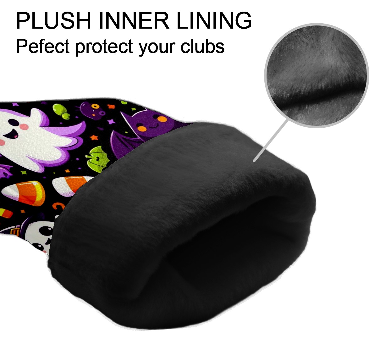 Golf Club Covers, Black Halloween Ghosts Premium PU Leather Driver Hybrid Putter Head Covers with Velvet Lining, Waterproof Golf Gifts for Men Women