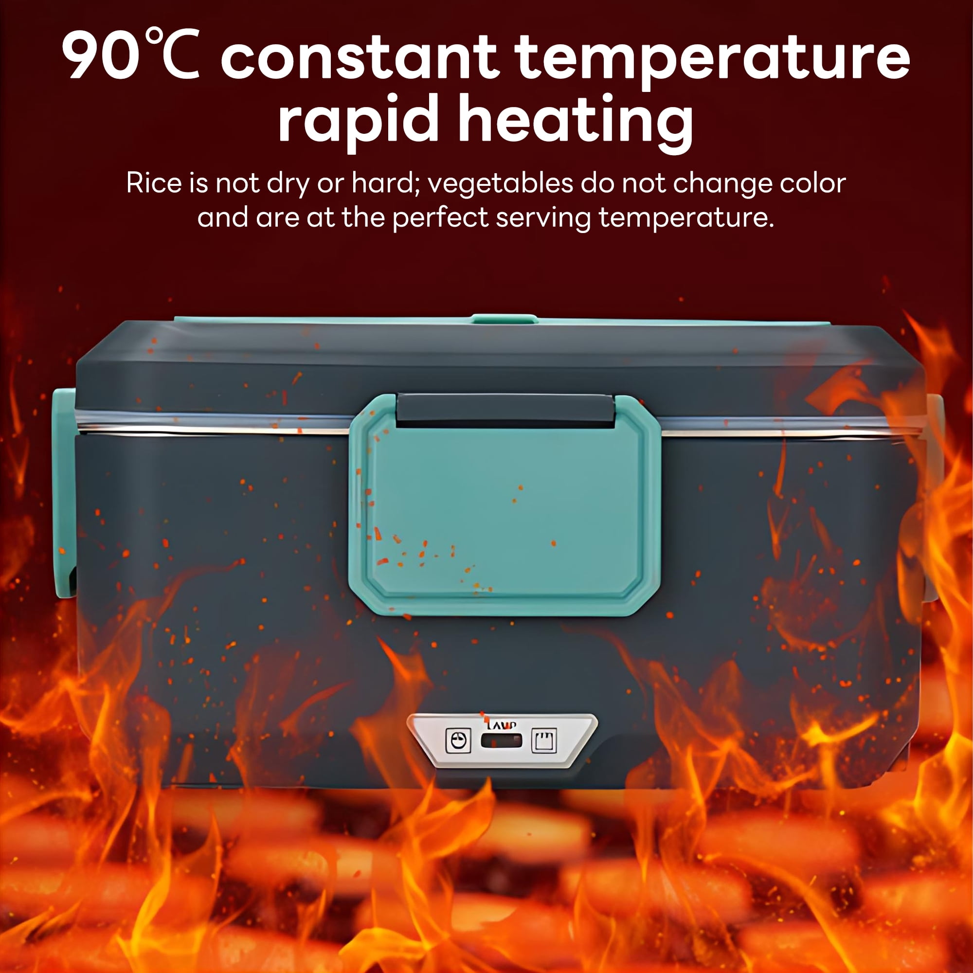 INSMART Electric Lunch Box Food Heater, 90w 2-Layer (2.5L + 1L)Portable Food Warmer, 12V/24V/110V Heated Lunch Boxes for Car/Truck/Office With Fork Spoon and Insulated Carry Bag