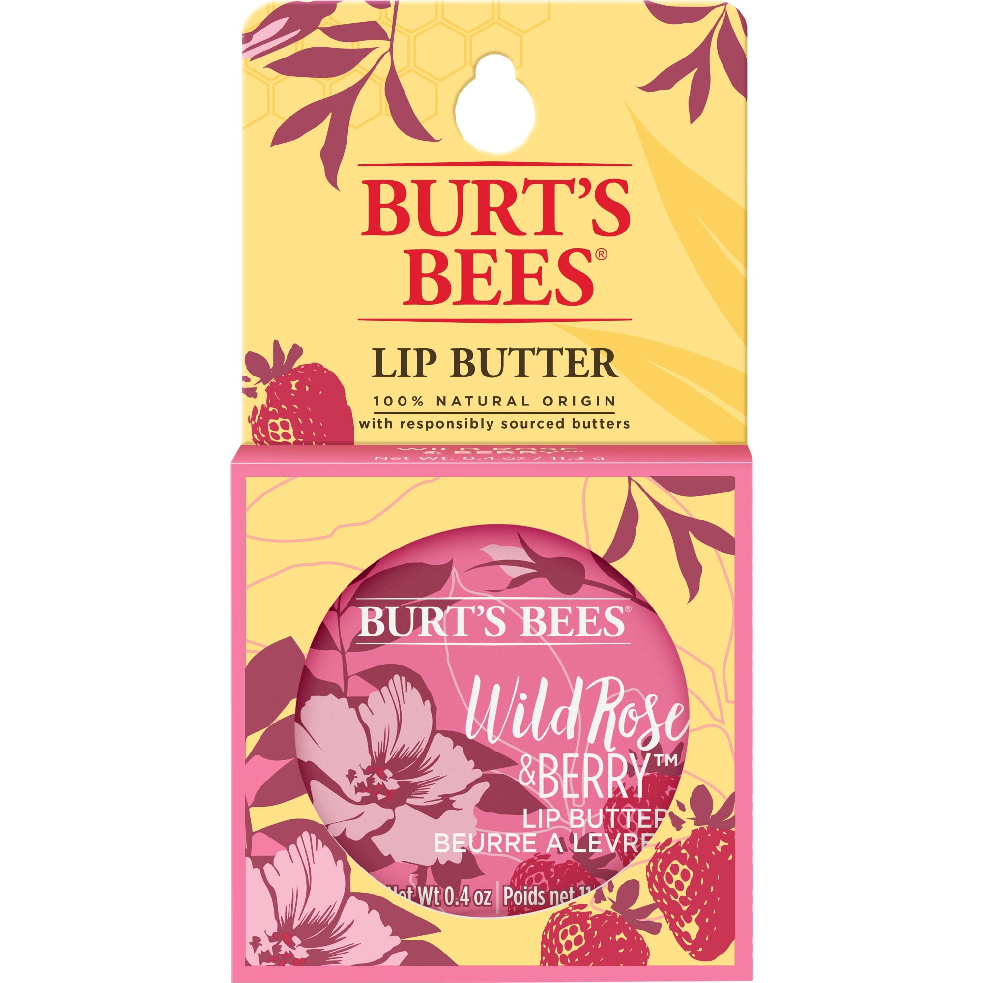 Burt's Bees 100 Natural Moisturizing Lip Butter, Wild Rose & Berry, 1