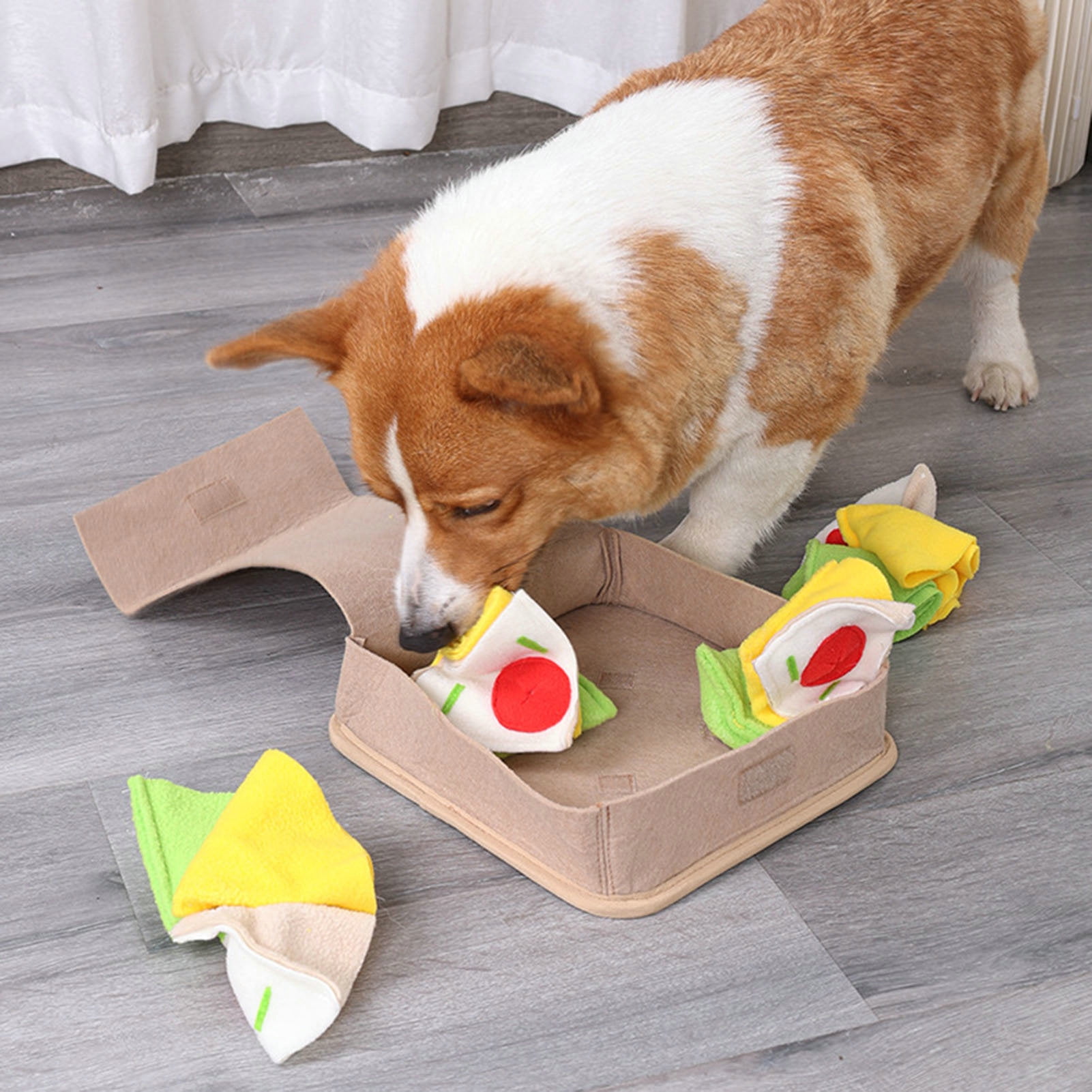 Pnellth Pet Sniff Toy Pizza Shape Dog Puzzle Toy Relieve Stress Puppy Foraging Toy