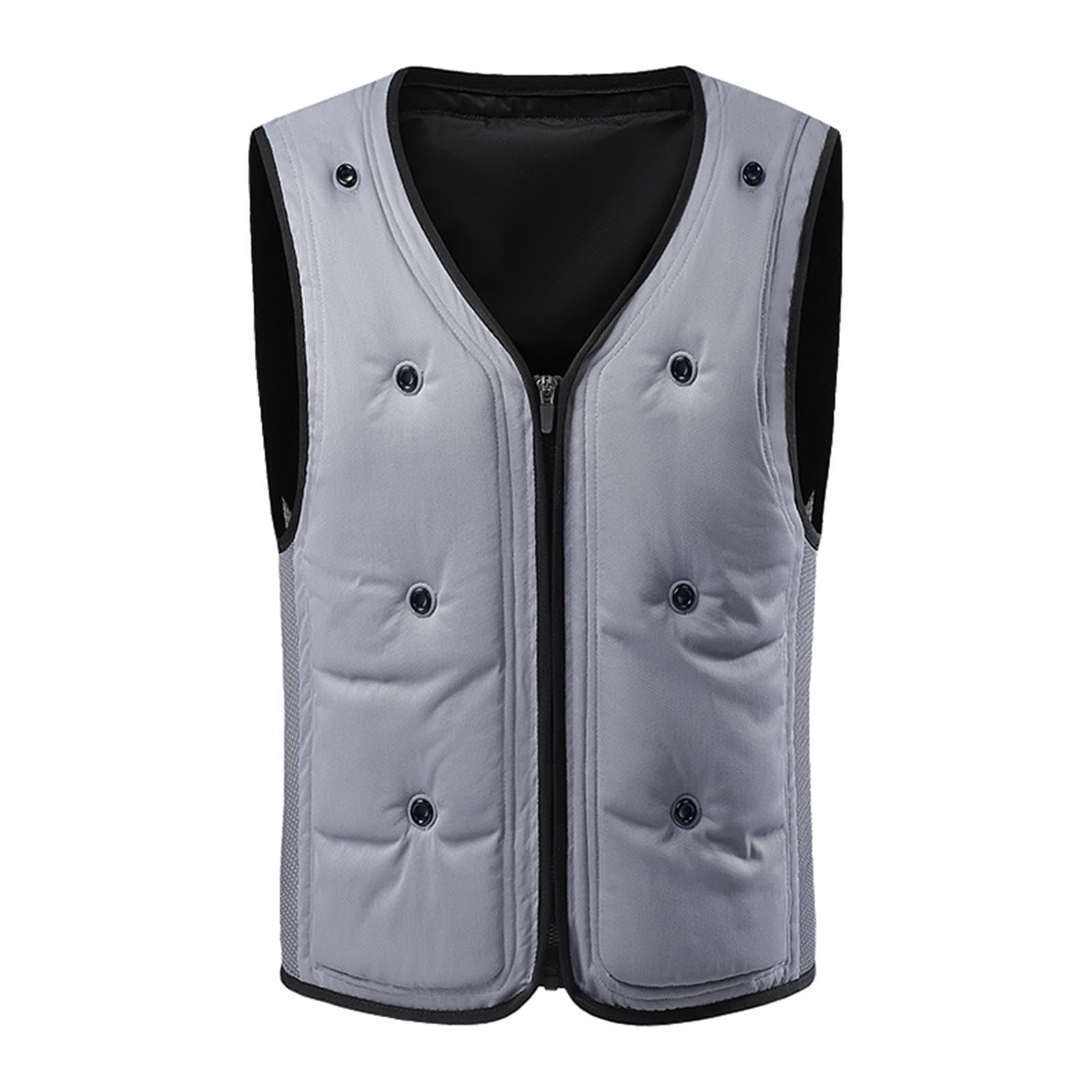 BVOFAR Evaporative Cooling Vest for Men Big and Tall Wearer Stays Cool and Dry Lightweight Zip Up Vest Jackets for Outdoor Work Running Hiking Cycling Gray L