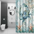 thumbnail image 4 of Retro Sea Crabs Bathroom Shower Curtain, Sea Stars Corals Ocean Animals Waterproof Washable Soft Bath Curtain for Bathtub Decor with 12 Hooks&Grommet, 66x72 Inch, 4 of 9