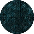 thumbnail image 1 of Ahgly Company Machine Washable Indoor Round Abstract Turquoise Blue Modern Area Rugs, 8' Round, 1 of 4