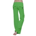 thumbnail image 3 of Petite Yoga Pants for Women Cargo Style Elastic Waist Wide Leg Casual Lounge Pants Mint Green S, 3 of 4