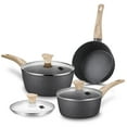 thumbnail image 1 of CS KOCHSYSTEME 1.3QT&2.3QT&2.8QT Black Saucepan Set - Black Marble Nonstick Saucepan Set with Lid, Heating Fast, Easy to Clean, Comfortable Handle, Suitable for All Stovetops Removable Handle, 1 of 5