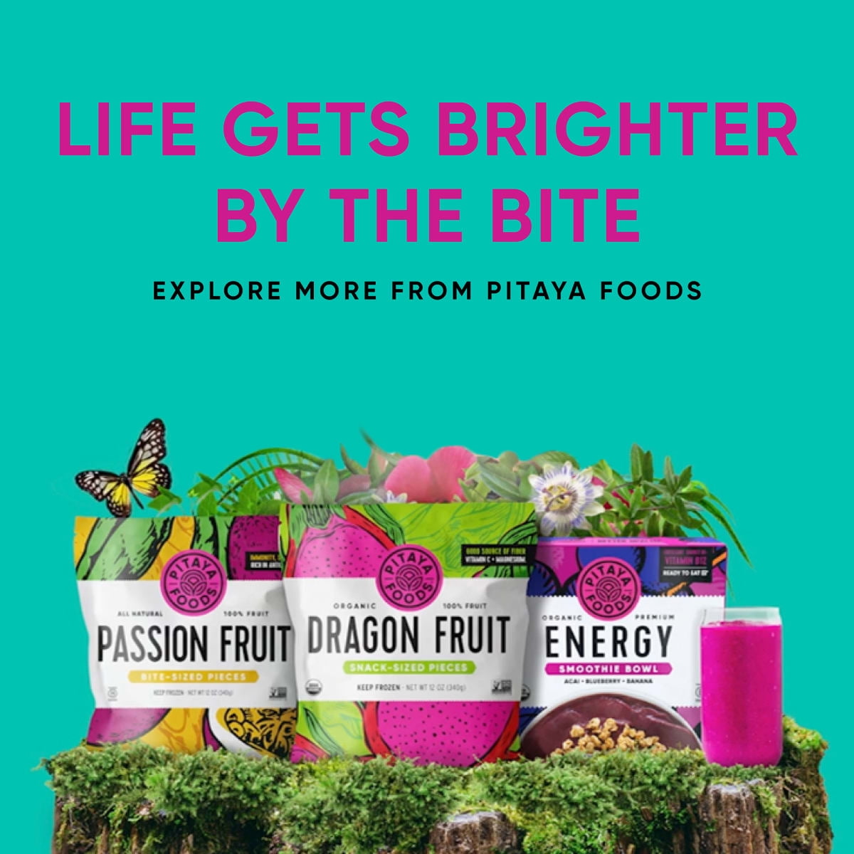 Pitaya Foods Bite-Sized Immunity Frozen Fruit Blend, Dragon & Passion Fruit, and Mango, 12 oz