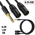 thumbnail image 3 of Conector Macho TRS de 6,35 mm A 2 Micrófonos XLR Macho Duales Adaptador Convertidor de Audio Estéreo No Balanceado y Cable Dividido Cable-B, 3 of 8