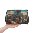 thumbnail image 5 of Bingfone Astronaut Flower Field Print Leather Makeup Bag, Portable Hand-held Zipper Female Cosmetic Bag Toiletry Bag, Suitable for Home and Travel, 5 of 6