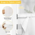 thumbnail image 6 of Grey Stripes No Hook Shower Curtain Waterproof, Bathroom Curtains with Snap in Liners and See Through Top Window, Simple Gray White Texture Hotel Style Bathtub Curtains Shower 72"Wx96"L, 6 of 8