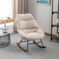 thumbnail image 3 of Rocking Chair Nursery,Modern Sponge Padded Seat Nursery Rocking Glider Chair with Wooden Leg,High Density Velvet/Tufted Upholstered Armchair (Velvet Beige), 3 of 5