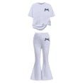 thumbnail image 4 of XIYON Girls Clothes Bow Print Short Sleeve Top and Flared Pants 2 Piece Outfit Set for Kids, 4 of 4