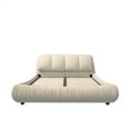 thumbnail image 4 of Queen Size Bed Frame Upholstered Platform Bed with Oversized Padded Backrest, Thickening Pinewooden Slats and Solid Wood Legs, No Box Spring Needed, 4 of 14
