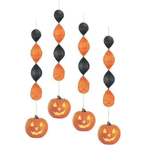 Pumpkin Halloween Hanging Decorations, 18in, 4ct - Walmart.com ...