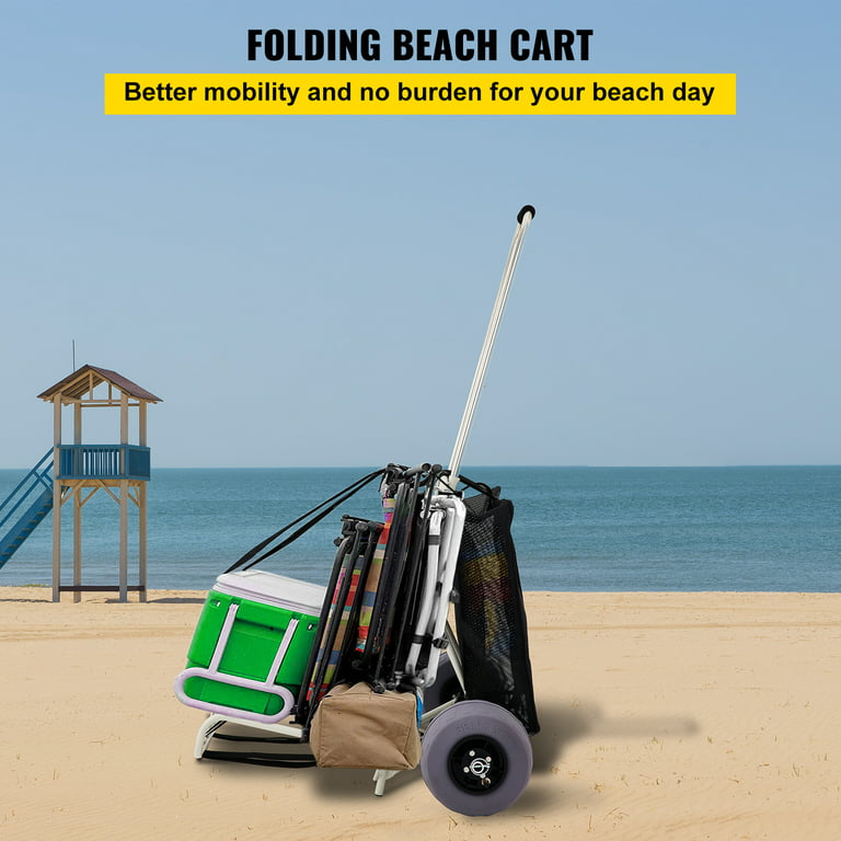 VEVOR Beach Carts for the Sand, w/ 10 PVC Balloon Wheels, 165Lbs Loading  Capacity Folding Sand Cart & 29.5'' to 49.2'' Adjustable Height, Heavy Duty  Cart for Picnic, Fishing, Beach 