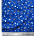 thumbnail image 1 of Soimoi Blue Silk Fabric Paw Dog Print Fabric by Yard 42 Inch Wide, 1 of 3