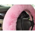thumbnail image 2 of Fundas universales para volante de coche, piel sintética gruesa, cálidas, esponjosas y peludas, para invierno (negro) Rojo Verde, 2 of 4