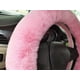 thumbnail image 2 of Fundas para volante de coche peludas y esponjosas, cálidas y esponjosas, universales, de piel sintética, para invierno (rosa y blanco) Sailing Electrónica, 2 of 4