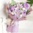 thumbnail image 2 of Crochet Flower Bouquet, Completed Handmade Crochet Flowers, Lily of The Valley, Roses, Tulips Mix Knitted Flowers Bouquet for Mother's Day, Anniversaries, Graduation, Birthday (Purple), 2 of 11
