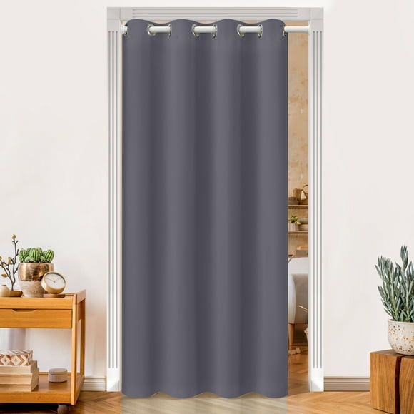 Lapalife Blackout Door Curtains for Doorways and Closets, Privacy Curtain Room Divider Thermal Insulated Door Curtain, 1 Panel, 34" x 80", Gray