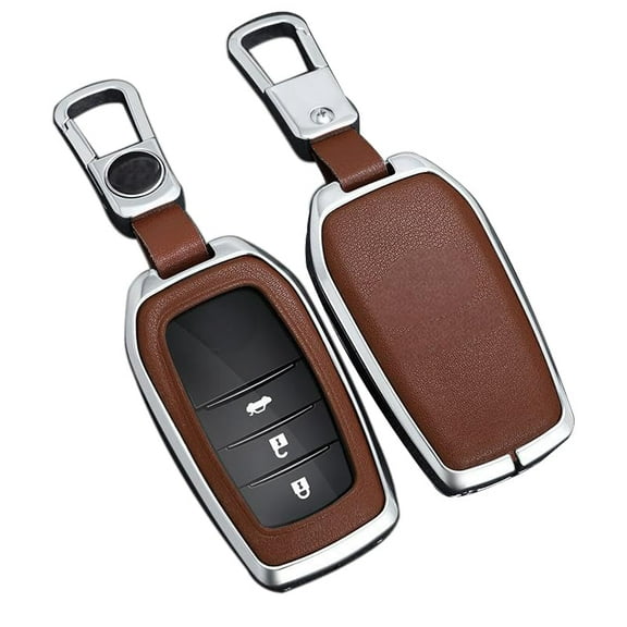 for Toyota Key Fob Cover, Leather Zinc Alloy Key Fob Case for 2025 Camry, 2021-2025 Venza, Grand Highlander Hilux, Fortuner, 2022-2025 Tundra Tacoma Remote Key