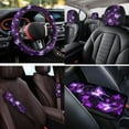 thumbnail image 4 of Pzuqiu 14Pcs Automobile Interior Sets Purple Butterfly Flower Front Rear Seat Covers for Cars Steering Wheel Seat Strap Pads Armrest Pad Headrest Covers Coasters Keychain Fit Most SUV Van Sedan Truck, 4 of 7