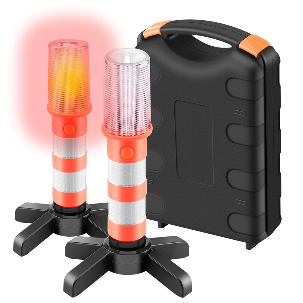 2PCS 3 In 1 Road LED Emergency Beacon Roadside SOS Flares Safety Strobe Light ！ 