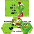 thumbnail image 6 of Linen Grinchmas Placemats Set of 4 Merry Christmas Table Mats Green Elf Winter Holiday Party Decorations for Home Kitchen Table Supply (Green, 12" x 18"), 6 of 6