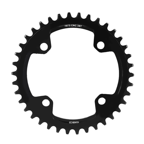 Piezas de reparación de plato de manivela simple de acero para bicicleta de montaña, 32/34/36/38T BCD 104 (negro 38T)
