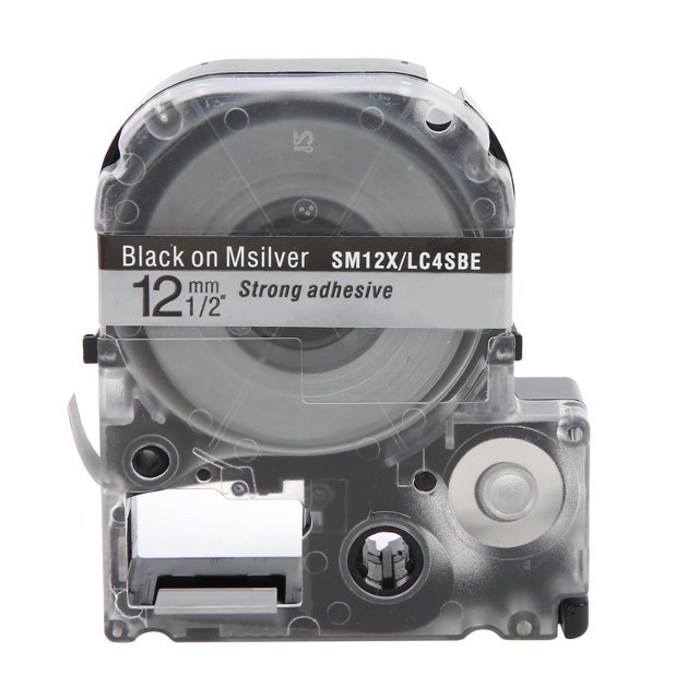 Cinta De Etiquetado, Etiquetas Adhesivas Para Mascotas Adhesivo Fuerte Transparente Para SR230C SR230CH SR530C SR550C SR3900C EOTVIA Negro sobre fondo plateado