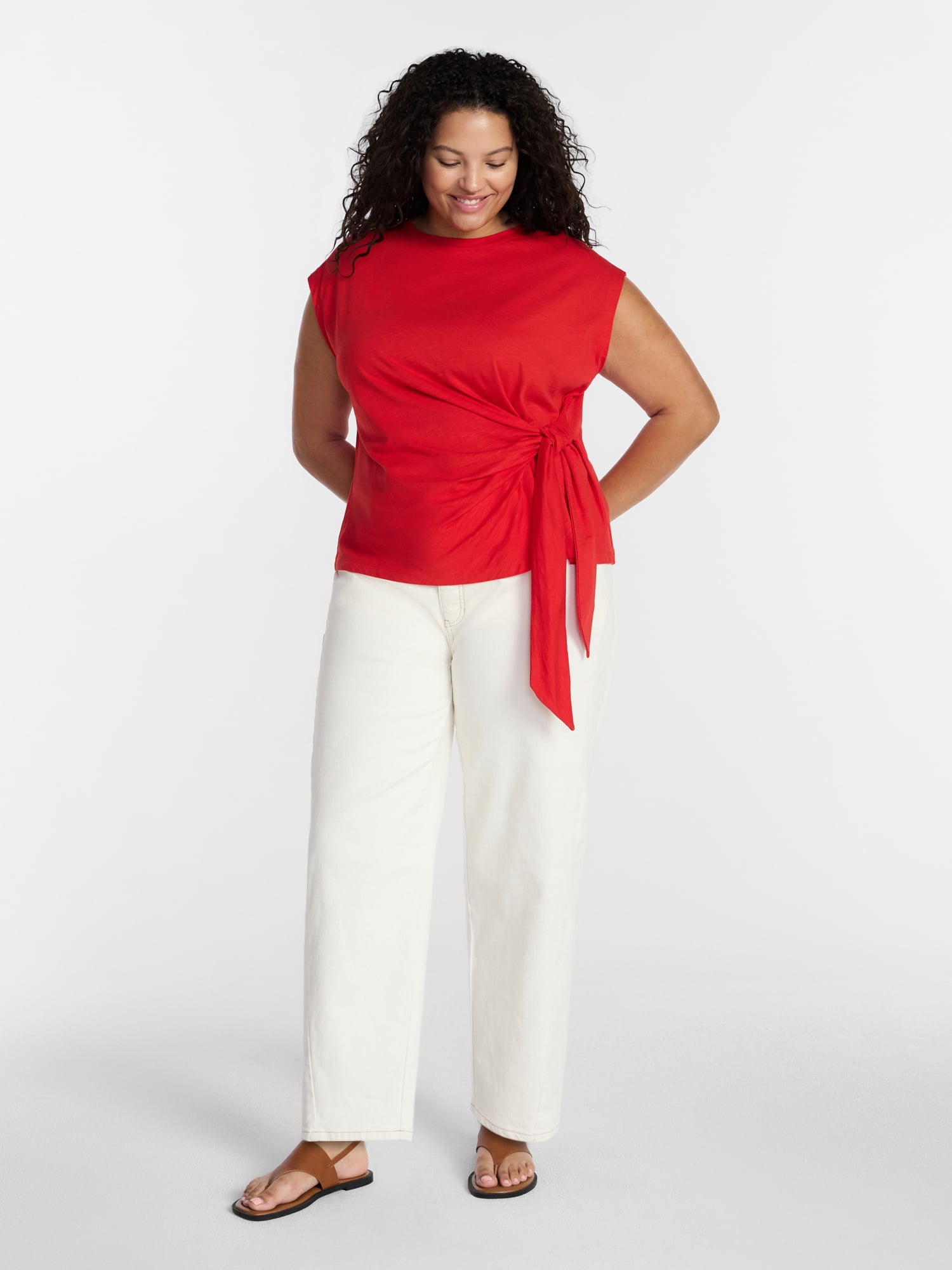 Terra & Sky Women’s Plus Side Tie Dolman Tee, Size 0X-5X